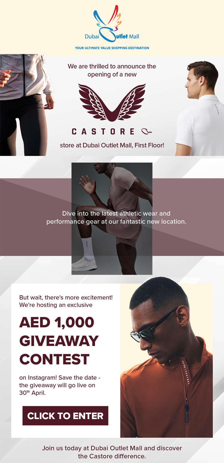 AED 1,000 Giveaway - Win Big at Castore Outlet!